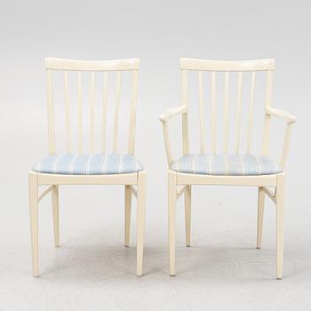 Carl Malmsten, dining set, 7 pieces, "Herrgården", Bodafors, second half of the 20th century.