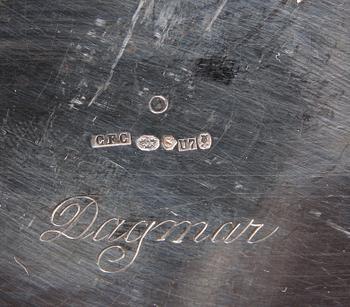GRÄDDKANNA SAMT SKRIN, silver, bla Arvid Öhrn, Gävle 1841.