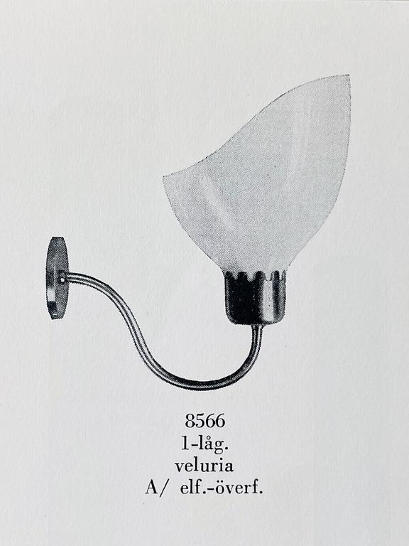 Harald Notini, a pair of large wall sconces, model '8566/A', Arvid Böhlmarks Lampfabrik, Sweden, 1940s.