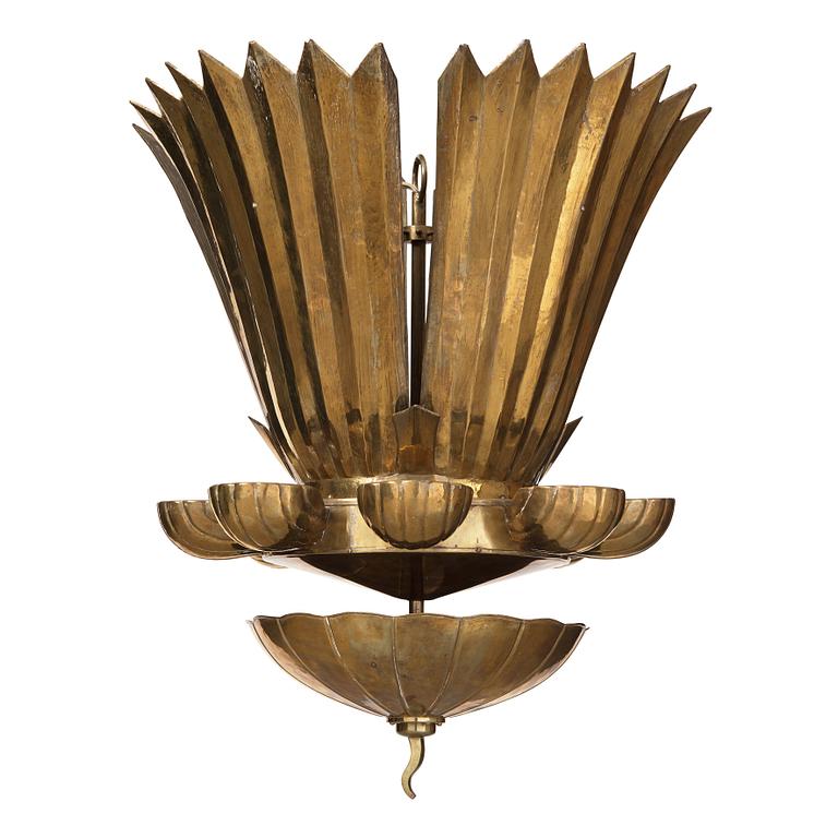 Lars Holmström, a Swedish Grace brass chandelier, Arvika.