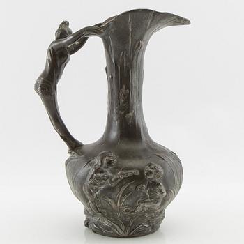 Jean-Maurice Petizon, Vase, Art Nouveau, pewter, France.