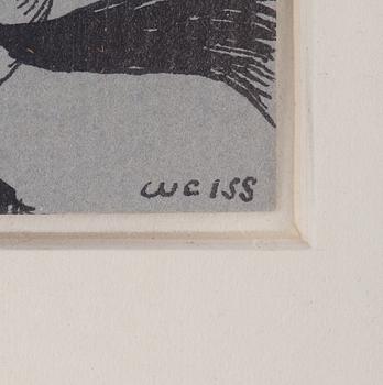 PETER WEISS, indian ink on paper, signed, executed in 1953.