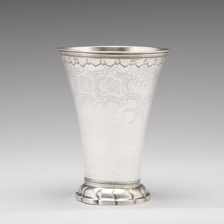 A Swedish 18th century parcel-gilt silver beaker, marks of Daniel Lundström Stockholm 1784.