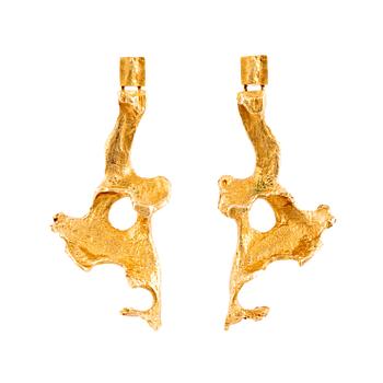 540. A pair of 18K gold earrings "Flamingo" Björn Weckström, Lapponia.