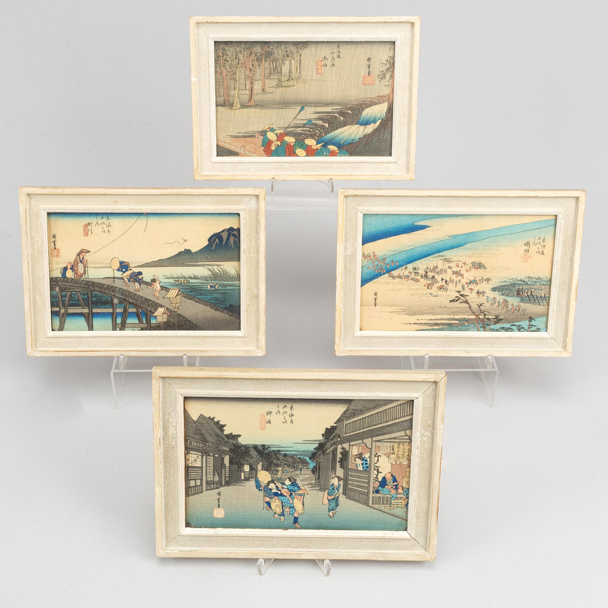 Utagawa Hiroshige, efter, färgträsnitt, 20 st, Japan, ur serien  serien Fifty-three Stations of the Tokaido, 1900-tal.