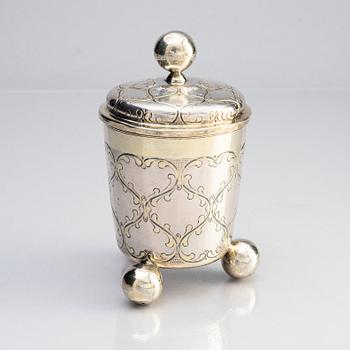 Beaker with lid, parcel-gilt silver, unidentified maker's mark AGM, possibly Lüneburg 18th century.