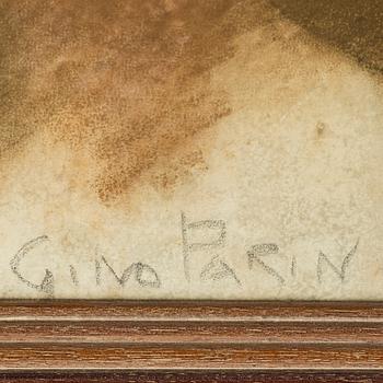 Gino Parin, blandteknik på papper, signerad.