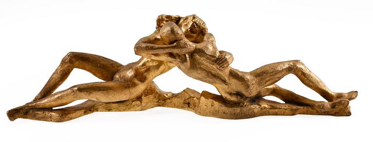 STIG BLOMBERG, skulptur, guldpatinerad brons. Sign och numr 2/16.