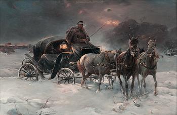 428. Alfred von Wierusz-Kowalski, TRAVELLER ON A WINTER NIGHT.