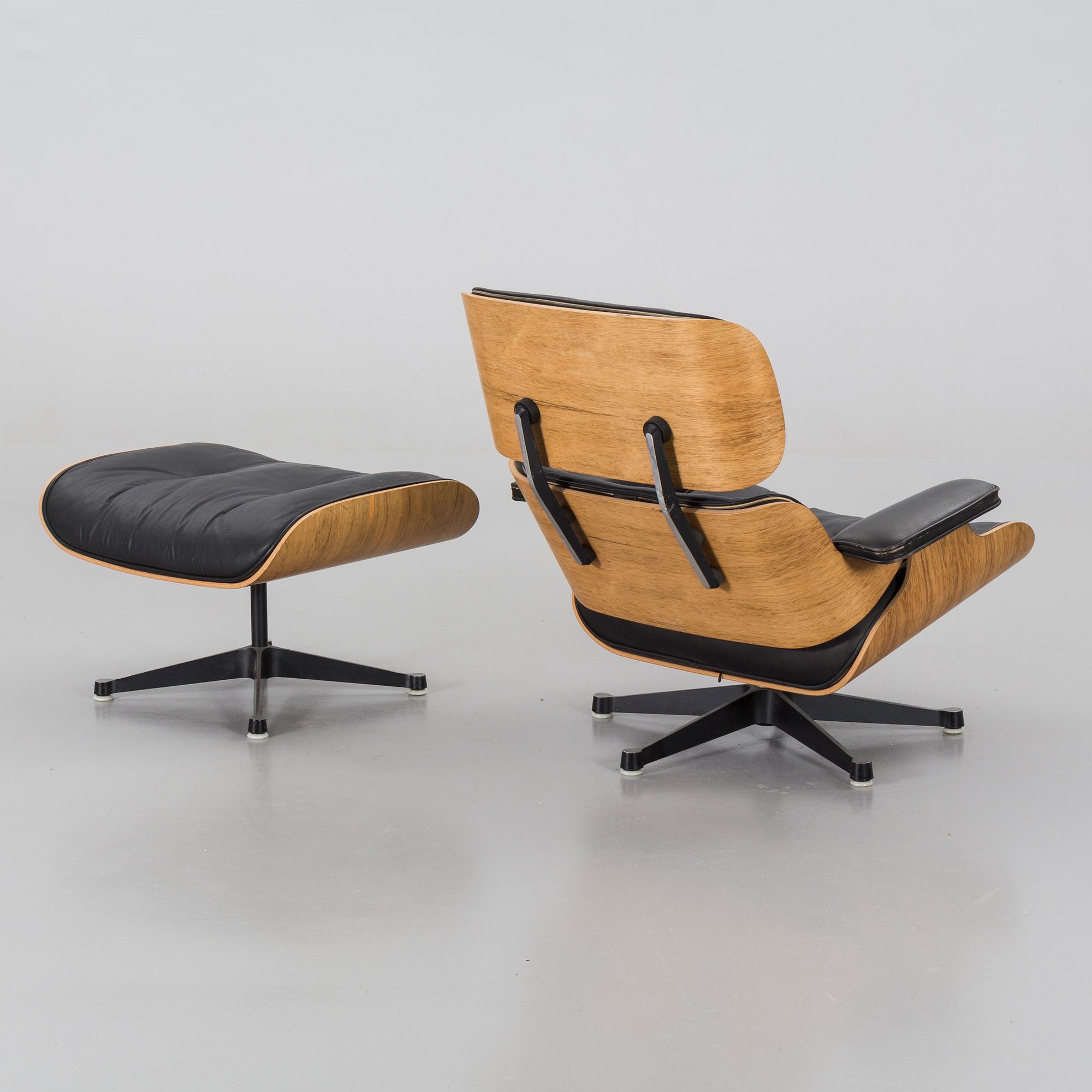 A armchair and footstool, "Lounge Chair", Charles & Ray Eames, USA, Herman Miller, 1970s,