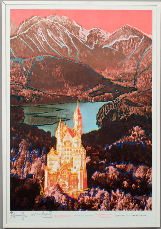 ANDY WARHOL, affisch, tryck, "Neuschwanstein 1987 Bayerische Rück".