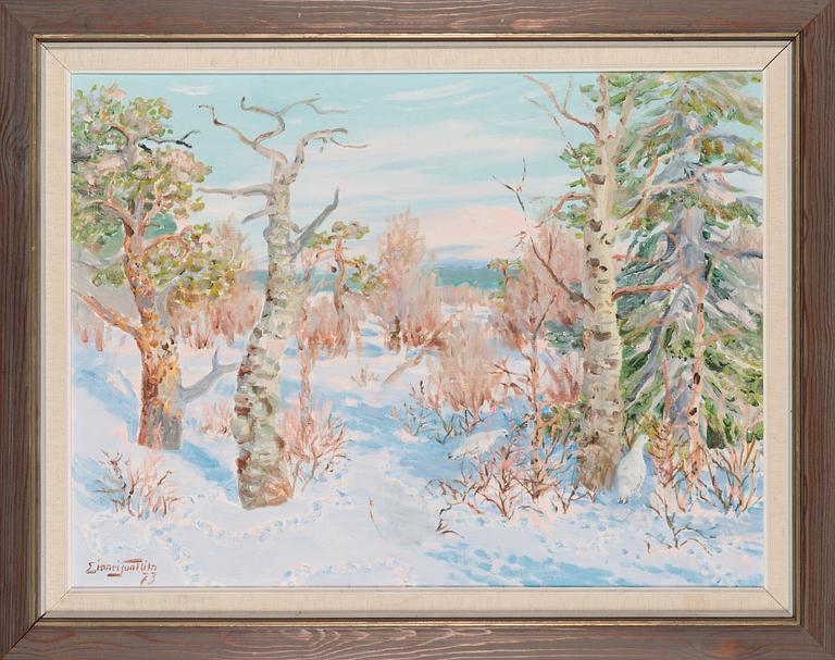 Einari Junttila, öljy kankaalle, signeerattu ja päivätty-73.