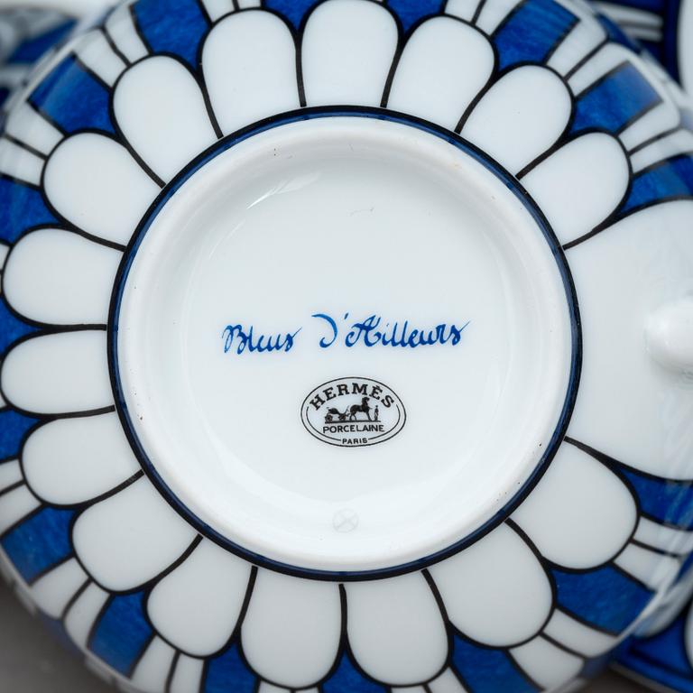 HERMÈS, a pai of blue and white porcelaine coffe cups, "Bleus d'Ailleurs".