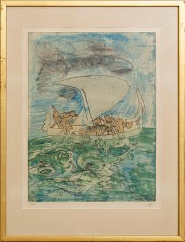 ROBERTO MATTA, etching with crayon in colours signed and numberde epreuve.