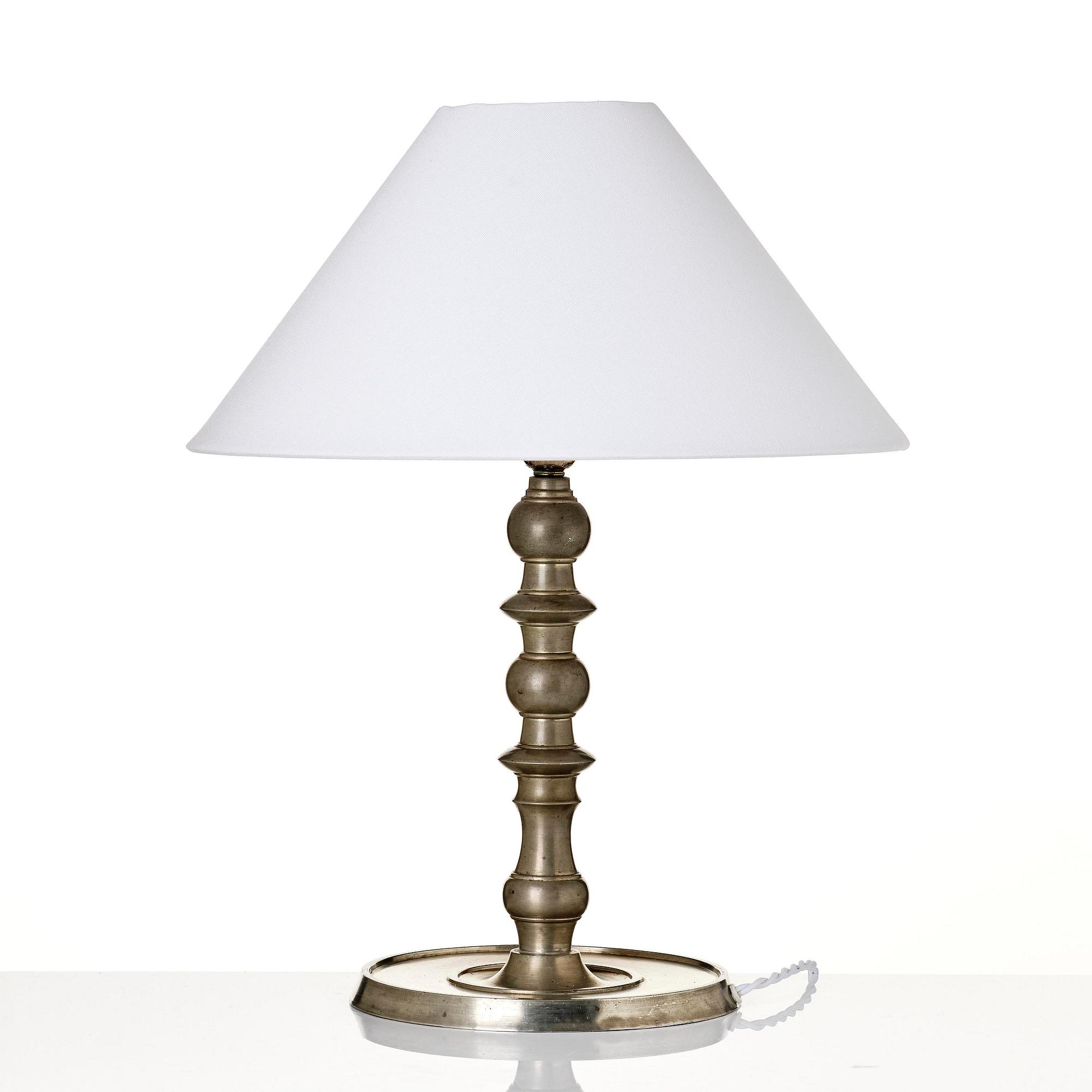 Estrid Ericson, a rare pewter table lamp model "A 87", Firma Svenskt Tenn, Stockholm, 1927.