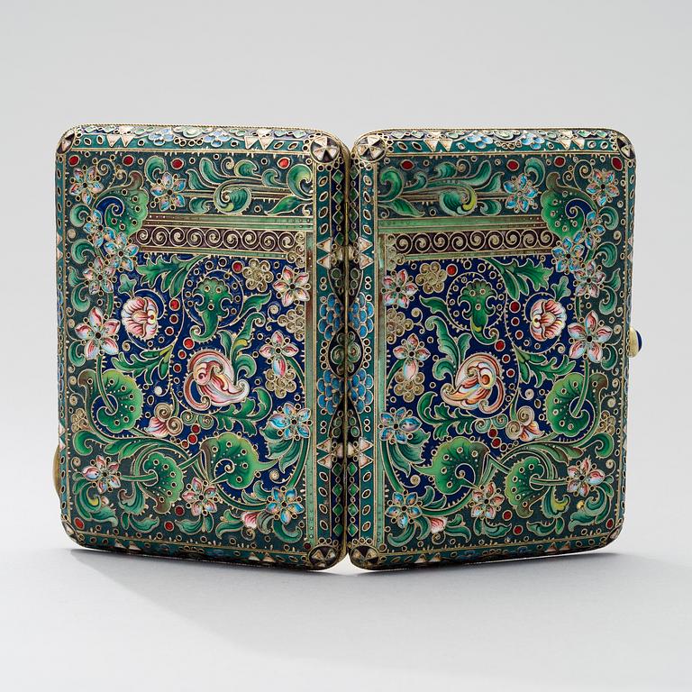 A CIGAR CASE, silver and enamel , Moscow 1908-1917, Varvara Baladanova.