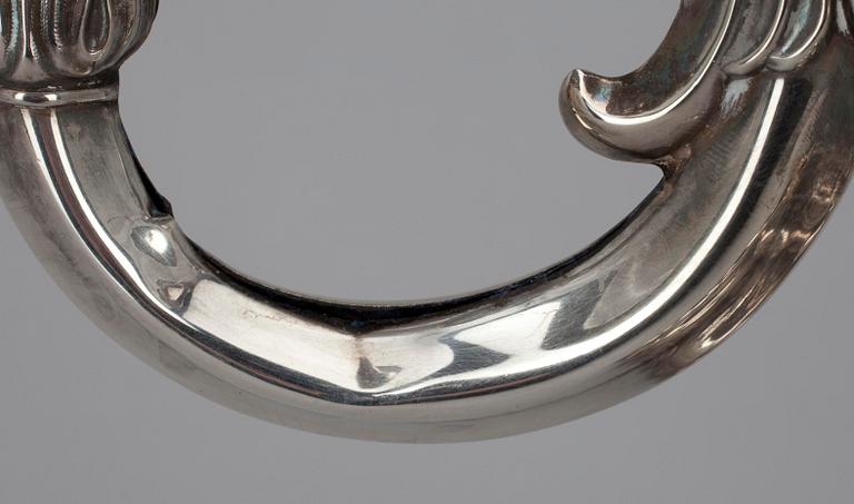 KANDELABER, silver, rokokostil, C.G.Hallberg, Stockholm, 1940.