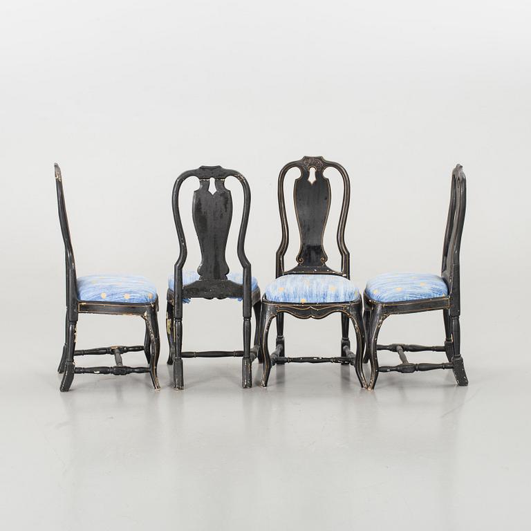 Six swedish rococo 18th century chairs.