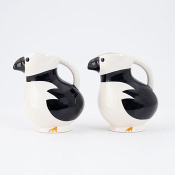 A pair of creamware ewers, "Alkemugge", Egersunds Fayancefabrik, Norway, designed 1910, produced around 1930.