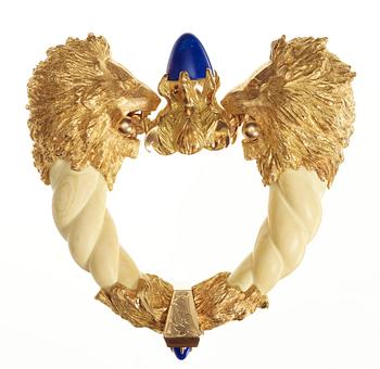 Kristian Nilsson, A Kristian Nilsson 18k gold, bone and lapis lazuli bangle, Stockholm, 1972.