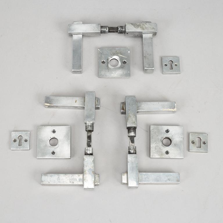 Three pairs of chrome door handles, 1930's.