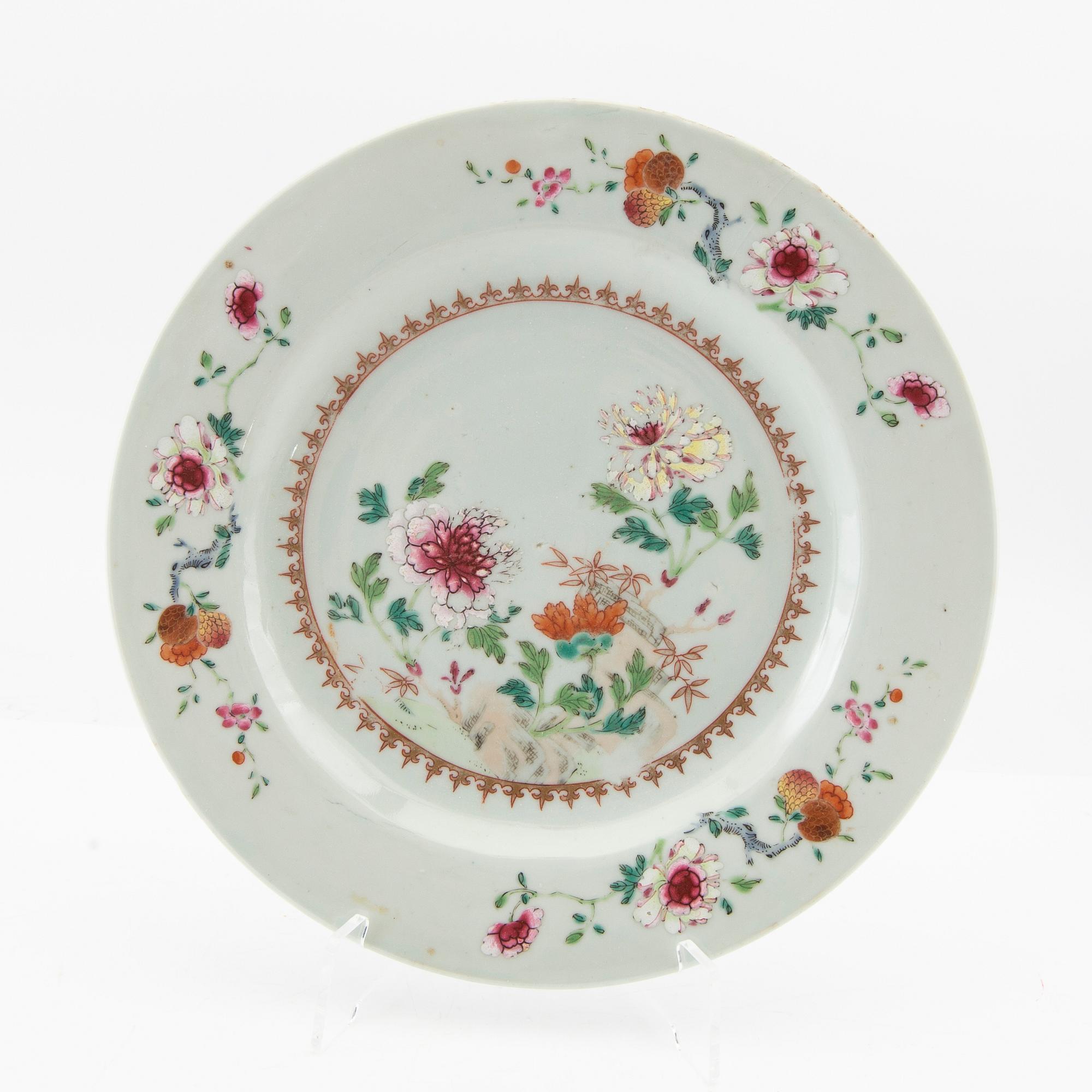 Tallrikar 5 st Kina Qianlong (1736-95) porslin.