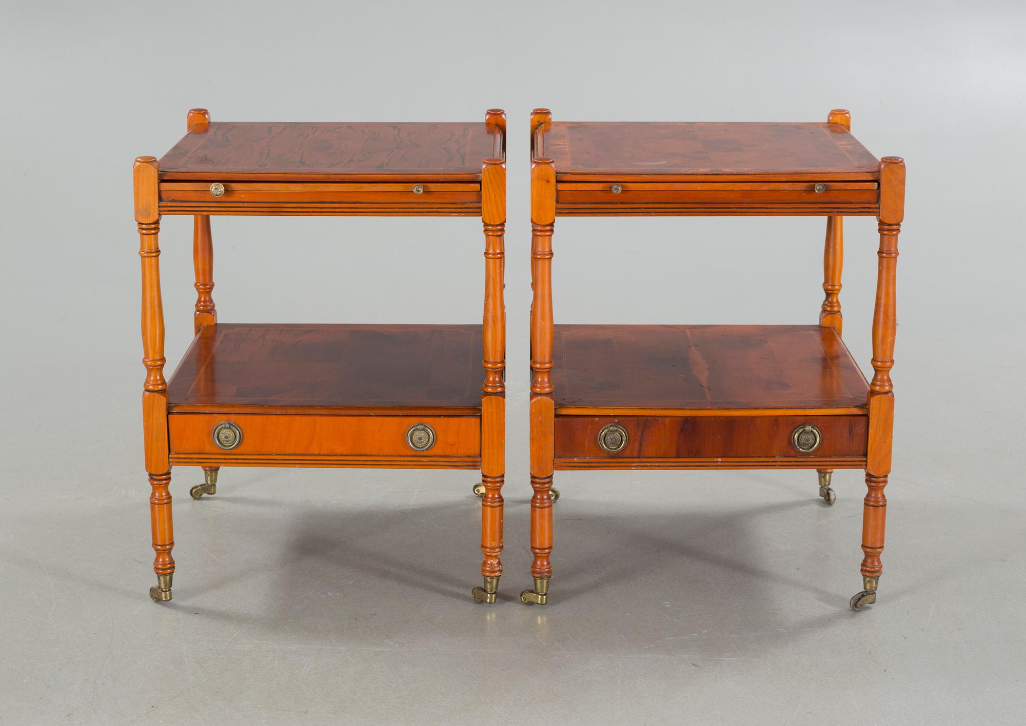 A pair of English style side tables from the second half of the 20th century.