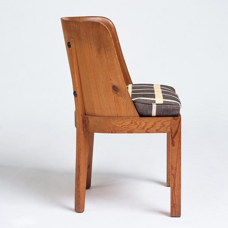 Axel Einar Hjorth, a stained pine "Lovö" chair, Nordiska Kompaniet, Sweden 1930s.