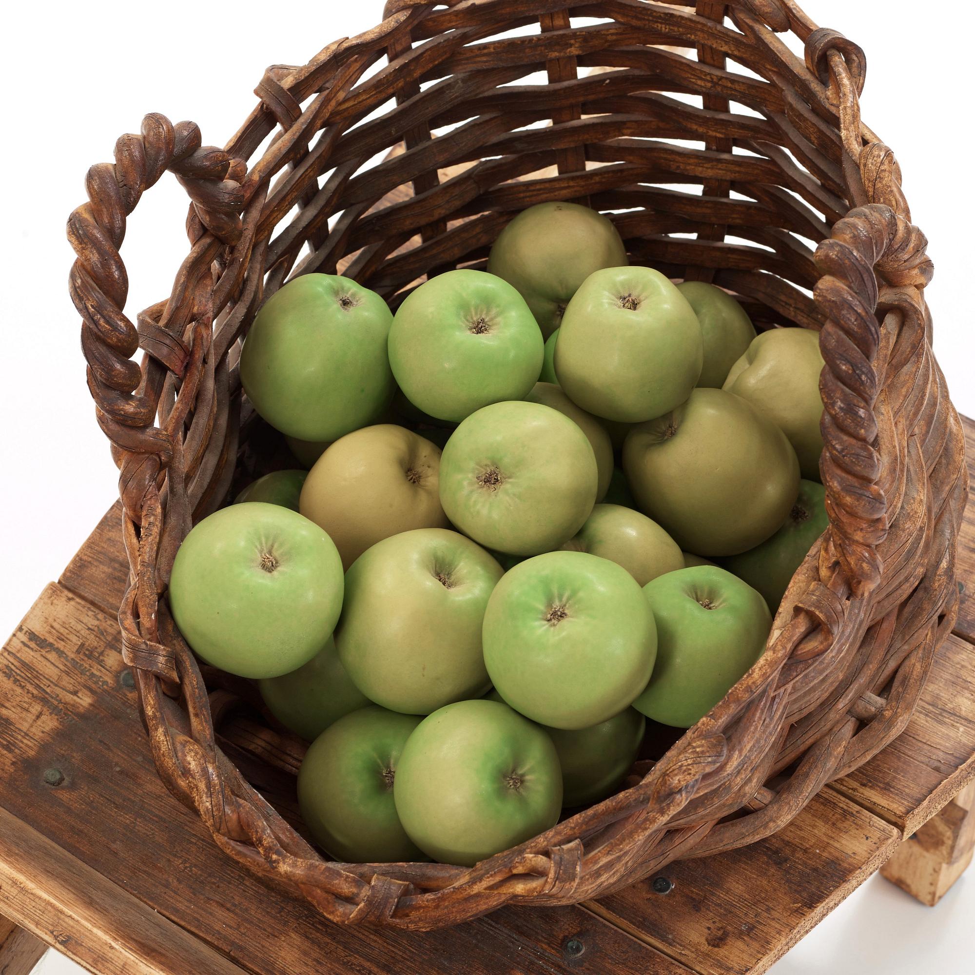 Ingrid Herrlin, a stoneware basket with 30 apples and a wheelbarrow, Sweden ca 1988.