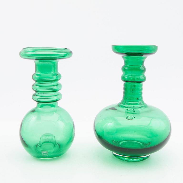 Tamara Aladin, Vases and a decanter, 3 pcs, glass, Riihimäen Lasi, Finland, 1960s/70s.