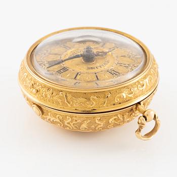 A gold twin-case pocket watch by Paul Lullin (watchmaker in London fl. ca 1710-30).