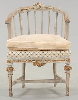 A Gustavian 18th century armchair by O Eriksson, Lindome.