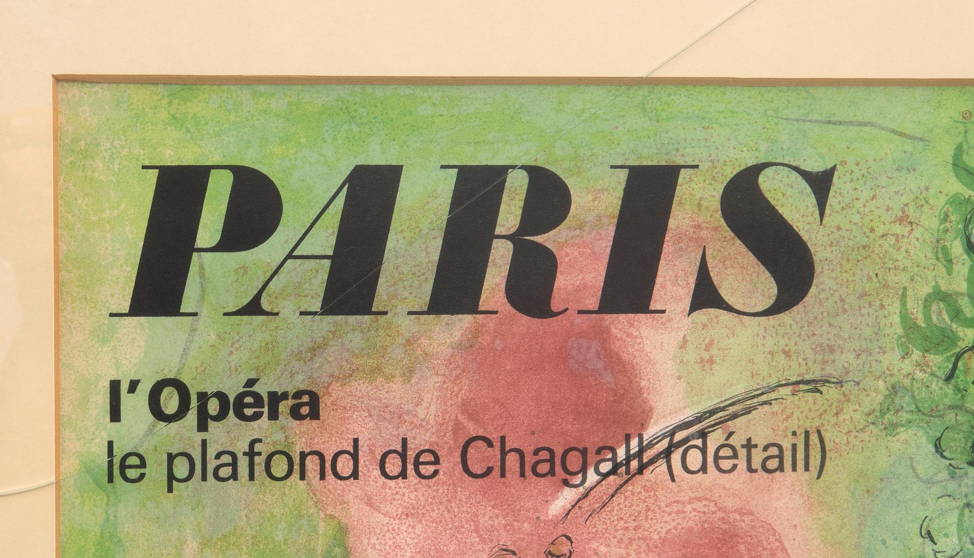Marc Chagall, efter. "Paris, l'Opera, le plafond de Chagall, (détail) (Roméo et Juliette)", 1964.