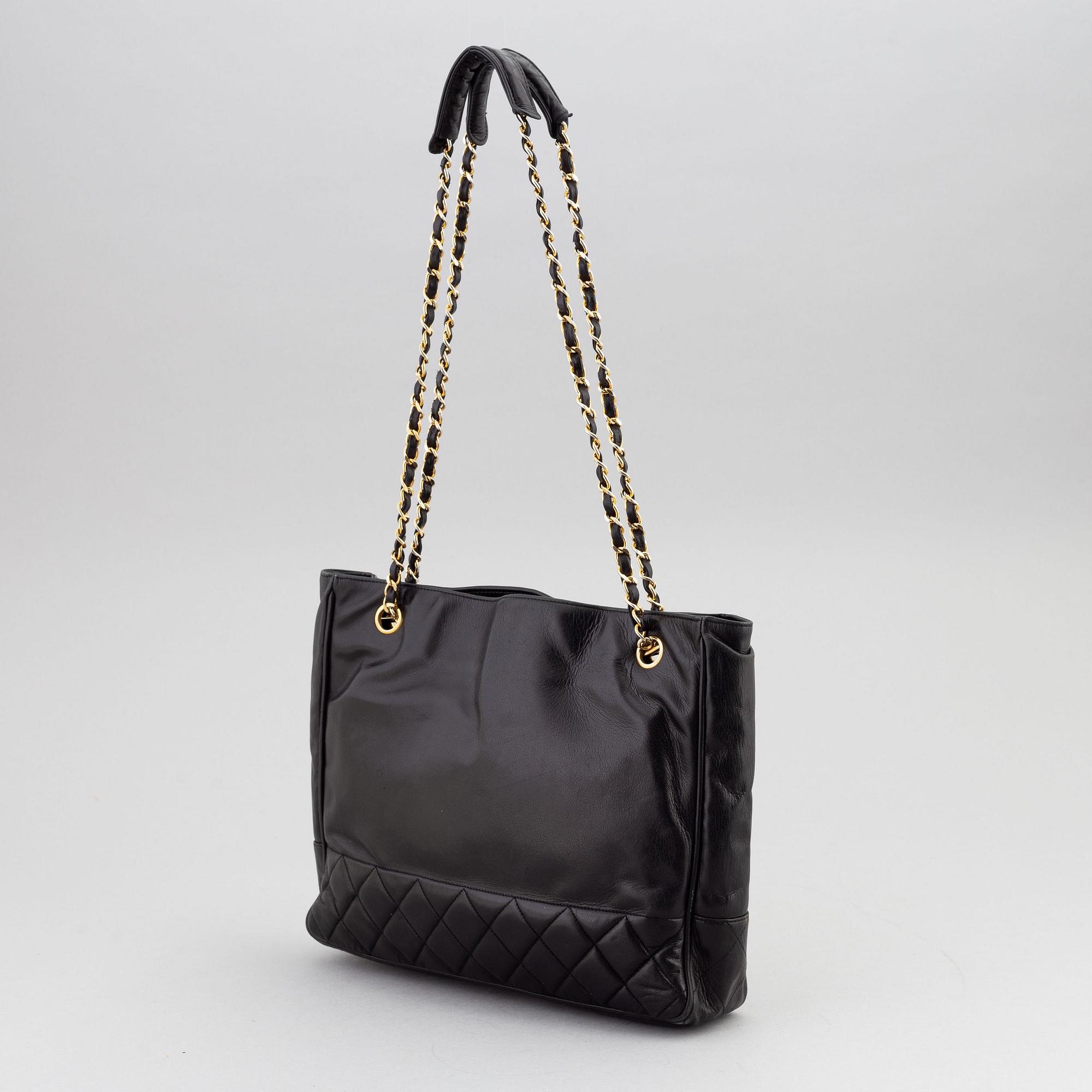Chanel, a black quilted leather handbag, 1980's.