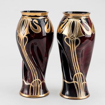 A pair of glas vases, 20th century,