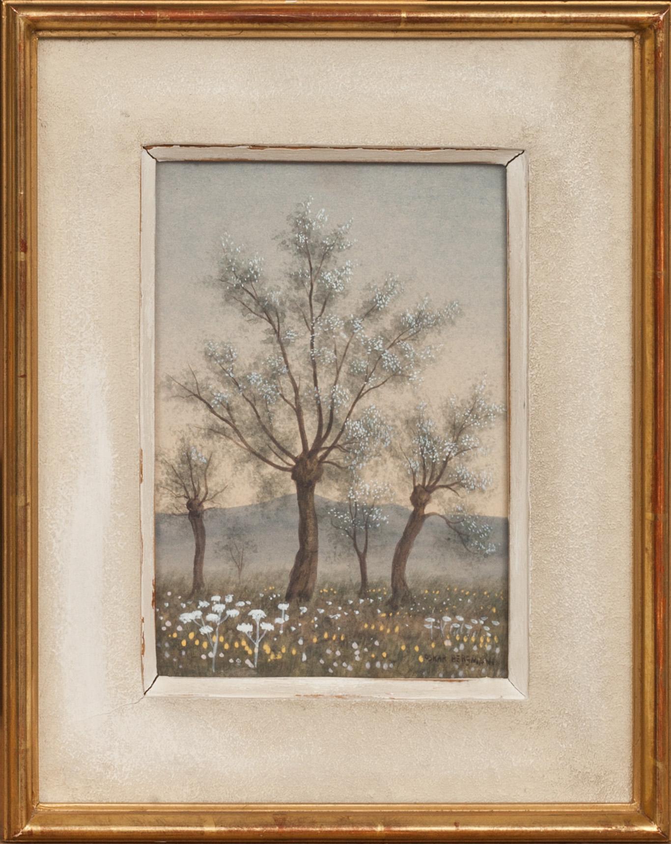 OSKAR BERGMAN, akvarell. Signerad.