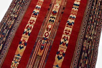 An antique part silk Kashan rug, Central Persia, part silk, c. 180 x 130 cm.