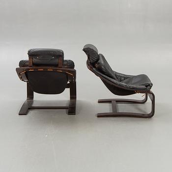 Armchairs, a pair, "Kroken", Åke Fribyter, Nelo, Knislinge, second half of the 20th century.