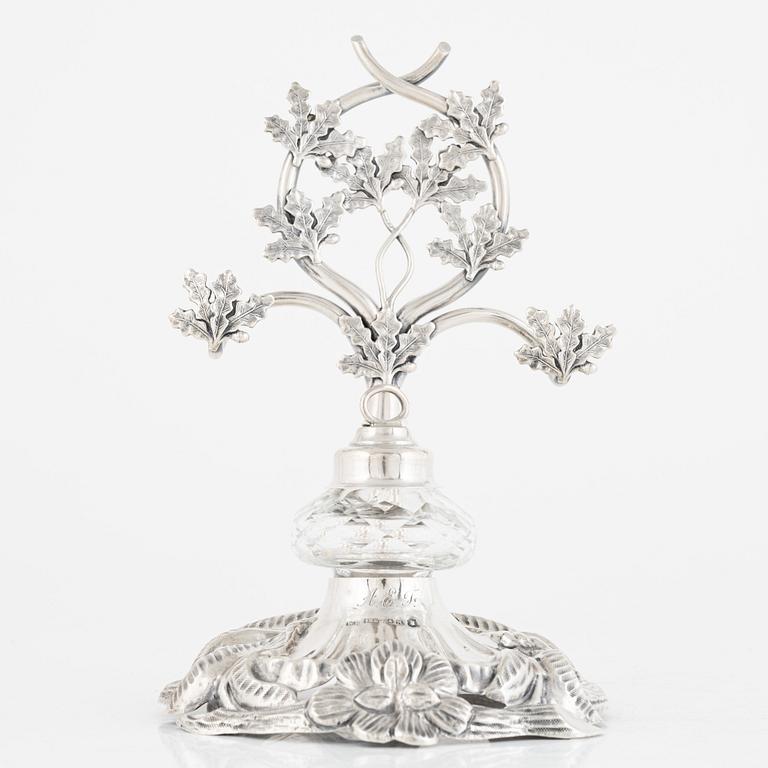 A Finnish Silver and Glass Inkwell, mark of Wilhelm Pettersson, Turku 1886.