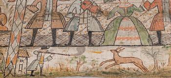 A FOLK ART WALL PAINTING FROM 1762. Sweden.