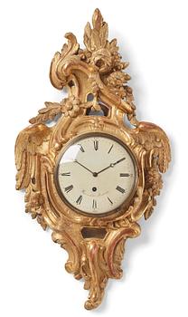 111. A Swedish Rococo 18th Century wall clock by J. Hovenschiöld.
