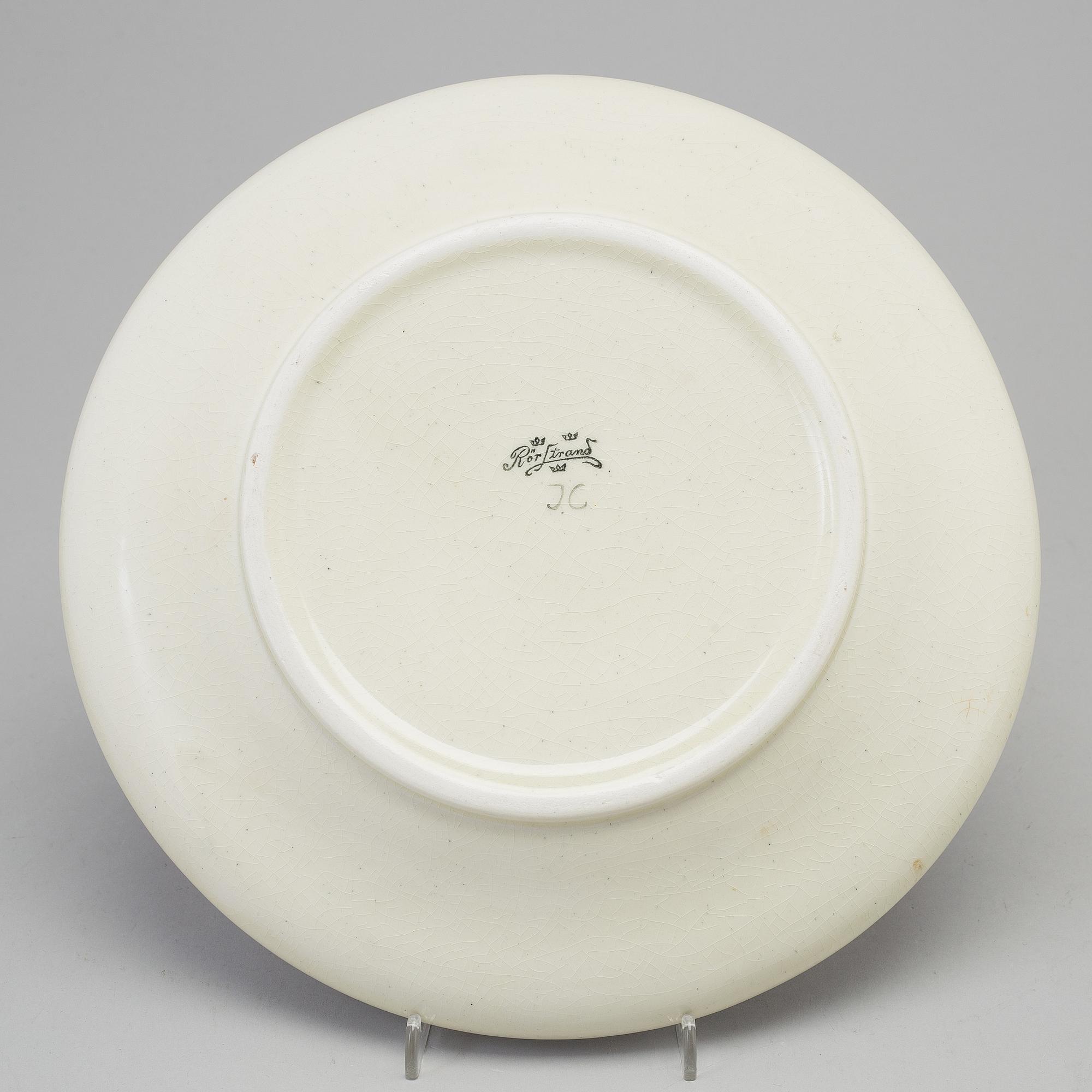 ILSE CLAESSON, a creamware dish from Rörstrand, signed I.C.