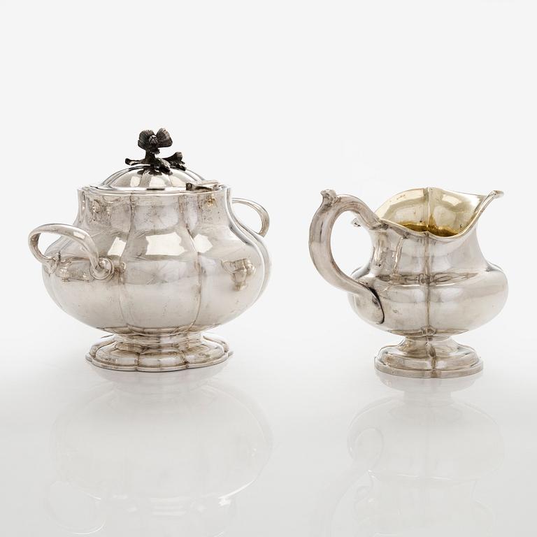 Henrik Hacklin och Johan Warjus, kaffe- och teservis, 4 delar, silver, S:t Petersburg 1868-69 och 1857.