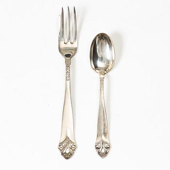 Eleven silver coffee spoons and twelve silver cake forks, model 'Lillemor', Norway, 20th century.