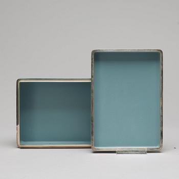 An enamel and silver box with cover, Japan, 20th Century.