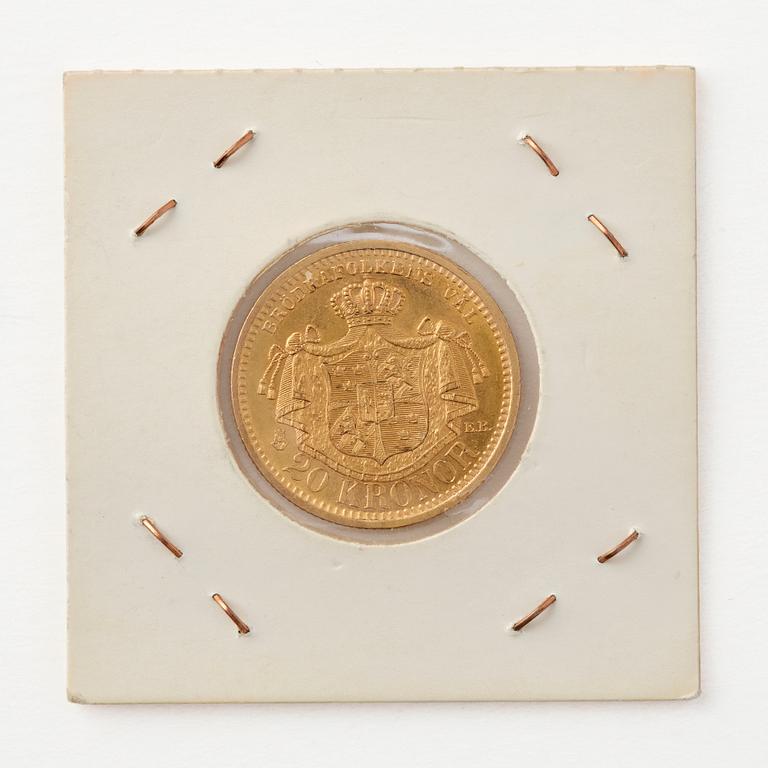 Guldmynt, Oscar II, Sverige, 20 kronor, 1901.