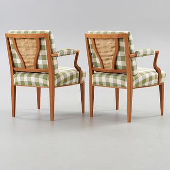 A pair of Josef Frank mahogany armchairs, Svenskt Tenn, model 969.