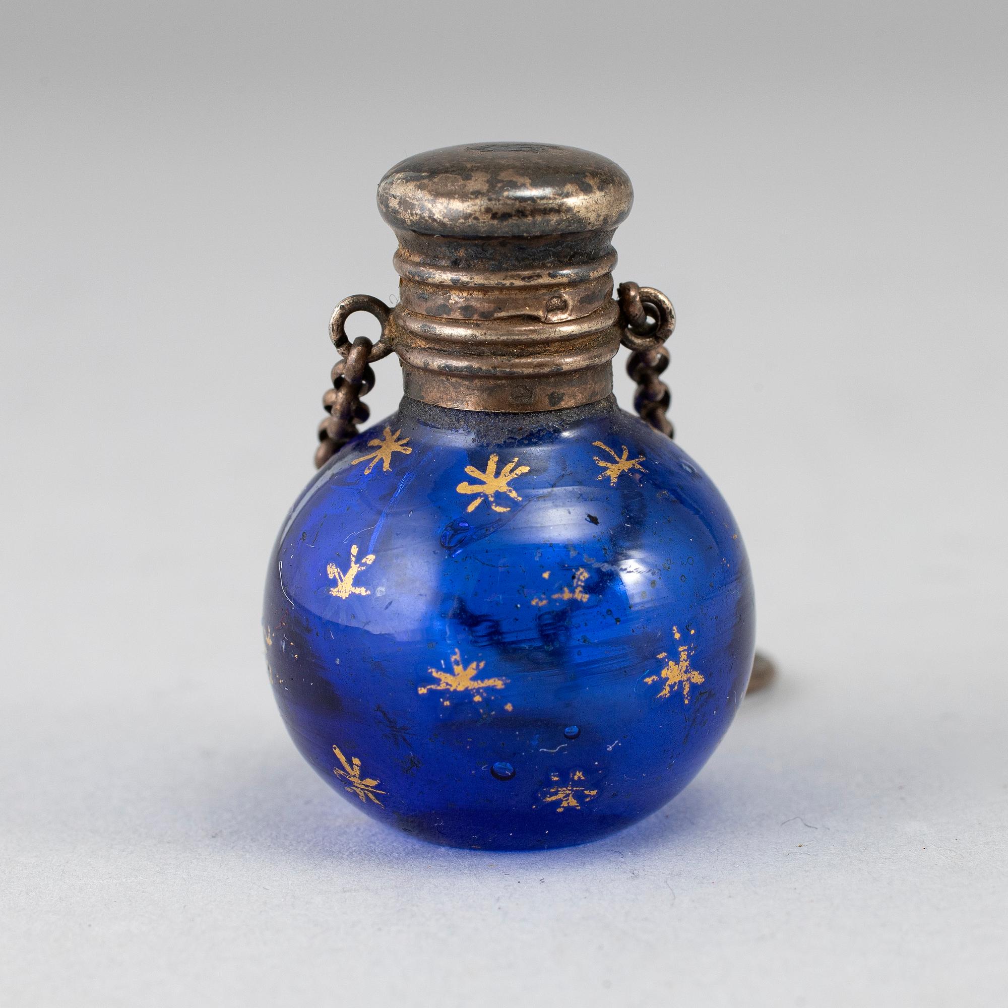 A 19th century empire glass and silver flacon.