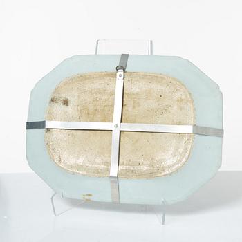 Two Chinese blue and white porcelain dishes and a small dish, Qing dynasty, 18th century.