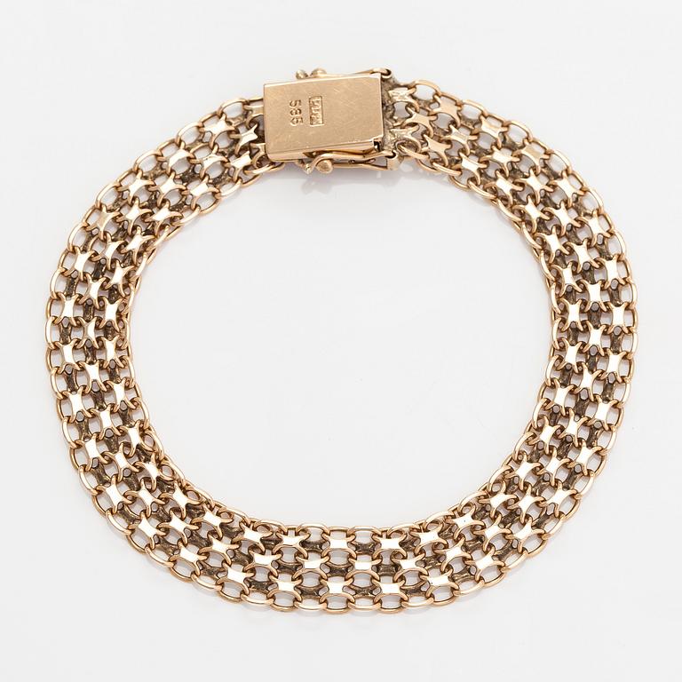 Armband, 14K guld. Importstämplat T.Hyytiäinen, Helsingfors 1968.